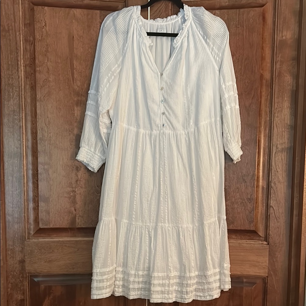 J. Jill Cream Sundress with Pleated Tiers and Raglan Sleeves
